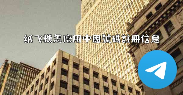 纸飞機怎麼用中國號碼註冊信息